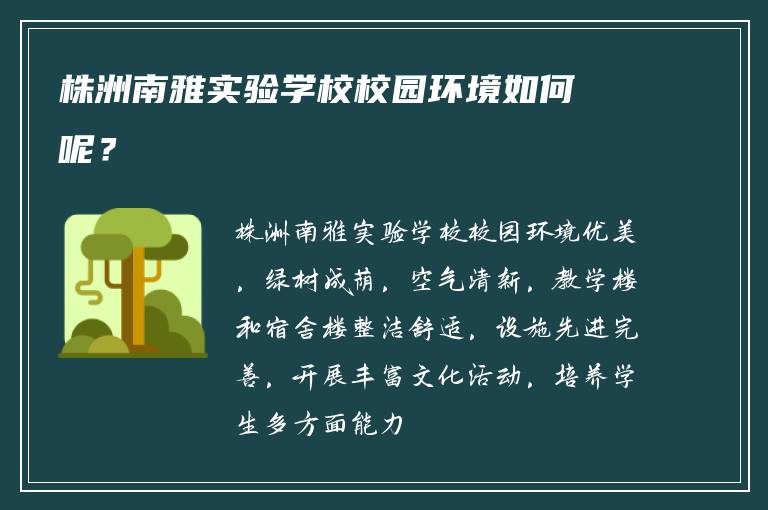 株洲南雅实验学校校园环境如何呢？