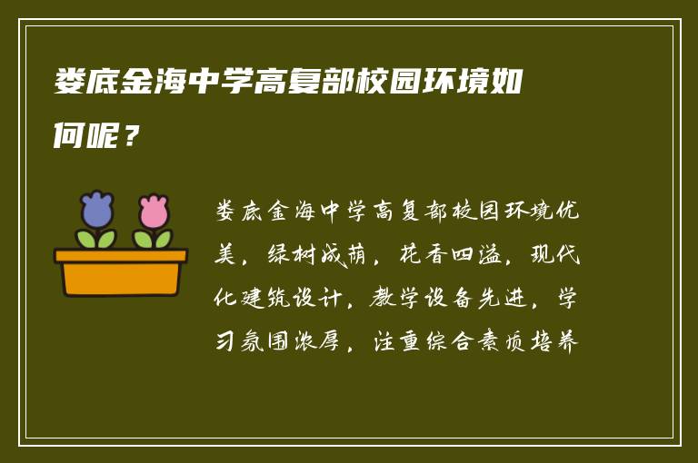 娄底金海中学高复部校园环境如何呢？