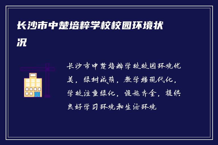 长沙市中楚培粹学校校园环境状况