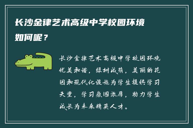 长沙金律艺术高级中学校园环境如何呢？