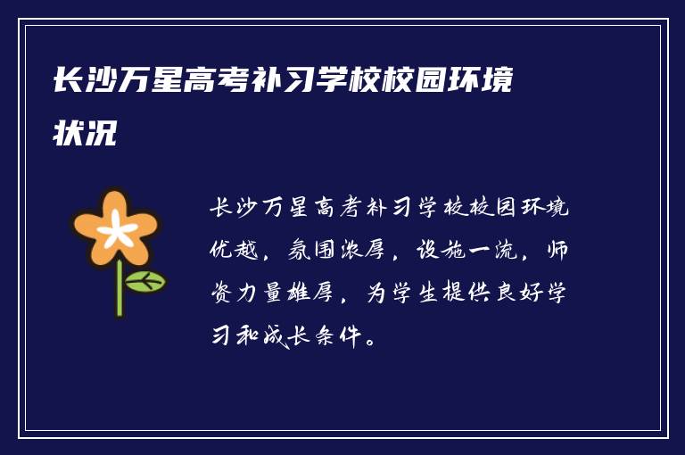 长沙万星高考补习学校校园环境状况